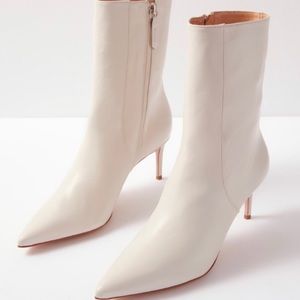Motivated seller! Make me an offer for these Pearl white Nappa leather booties!